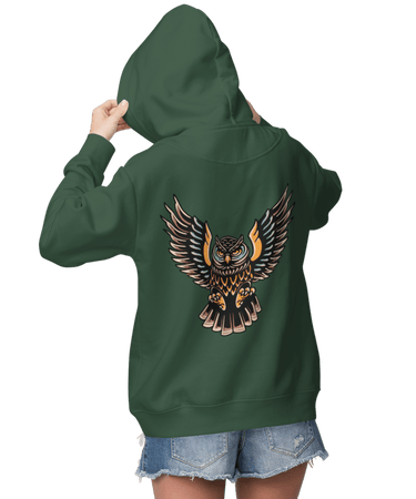 Owl Tattoo Design Adult Back Printed Hoodie For Men and Women 8Ball
